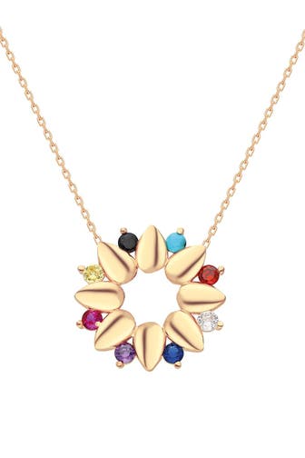 DKENIZ Kette 925 Silber rose vergoldet Glänzend 45,5+7,5cm Zirkonia Weiß rot