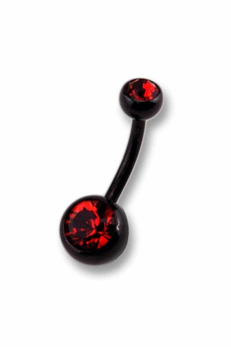 ZEEME Piercing Bauchnabelpiercing Chirurgiestahl schwarz Kristall