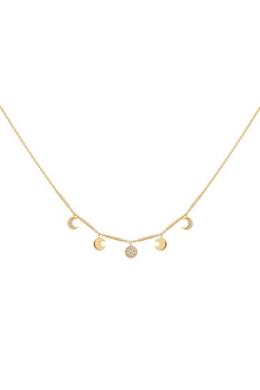 CAI Kette 925 Silber vergoldet Anhänger Mondphasen Zirkonia gelb