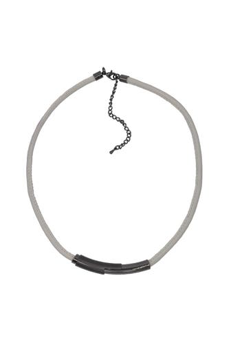 STEUER Kette Metall Kunstleder weiß silber