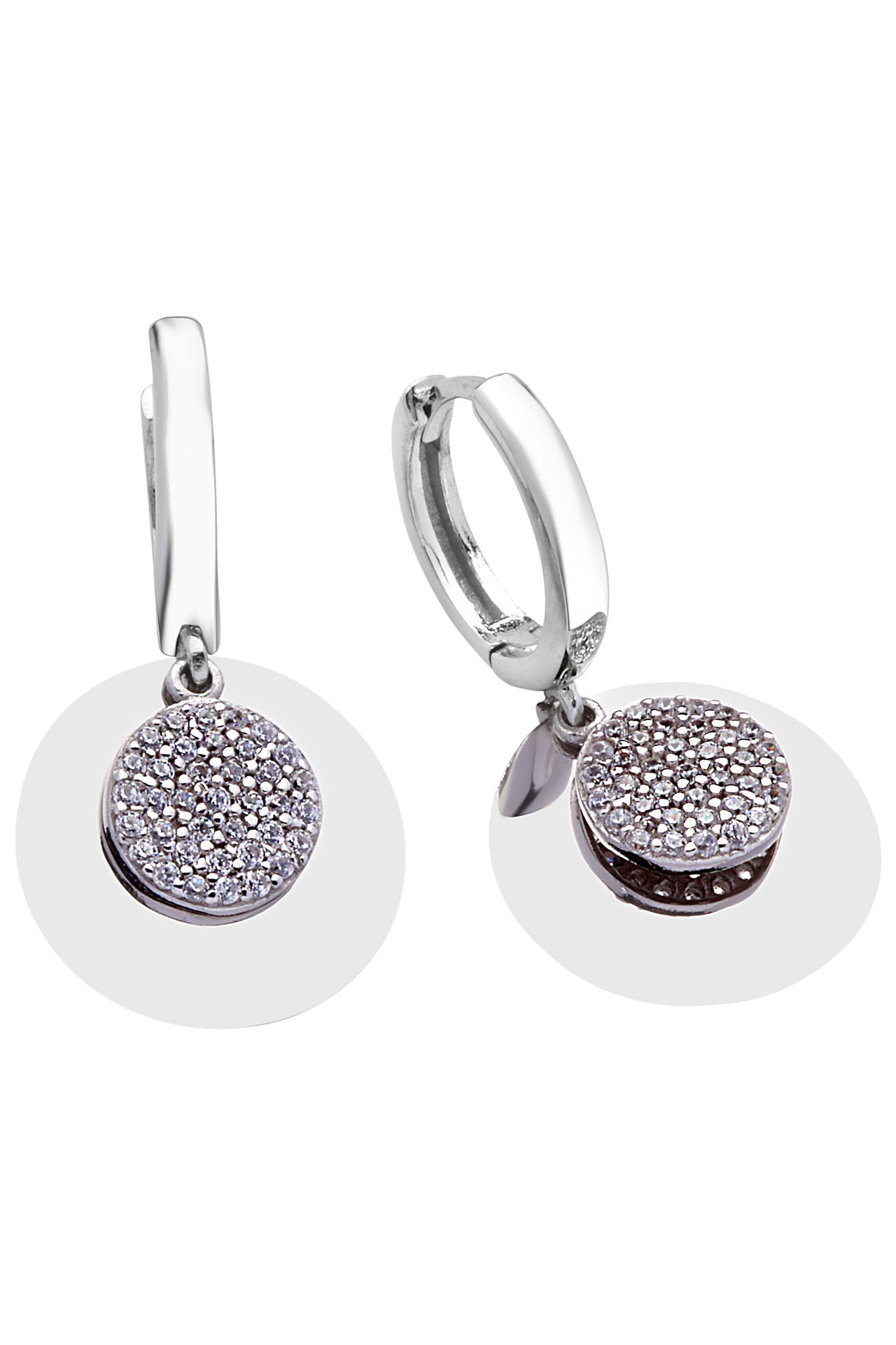 DKENIZ Ohrringe 925/- Sterling Silber rhodiniert Glänzend  Zirkonia Weiß silber, Bild 1