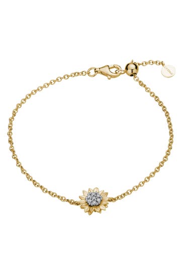 LYOMI Armband 585/- GG/WG Sonnenblume 7 synth. Diam. 0,10ct. gelb