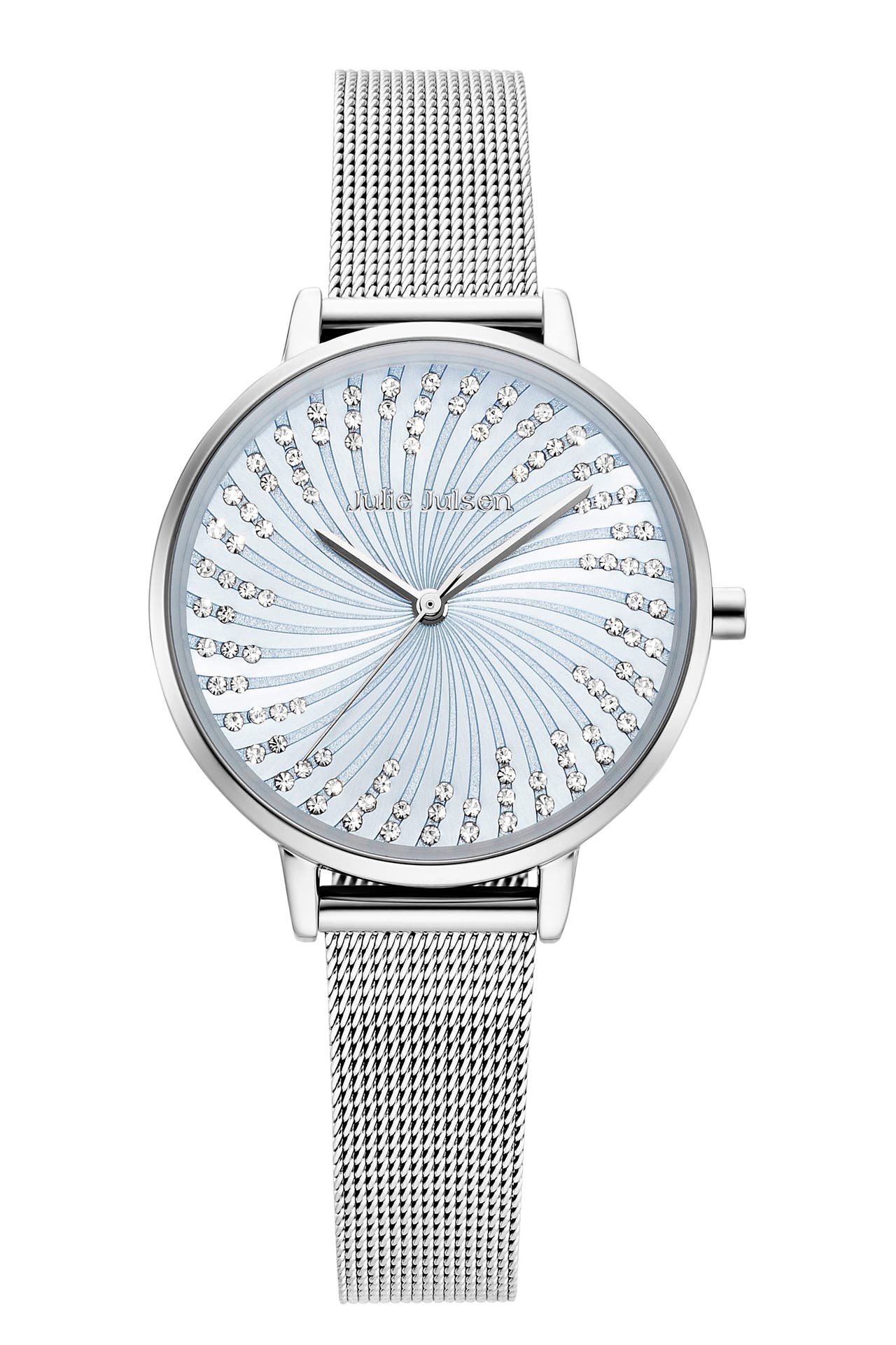 JULIE JULSEN Damenuhr Edelstahl silberfarben Ziffernblatt hellblau Zirkonia, Bild 1