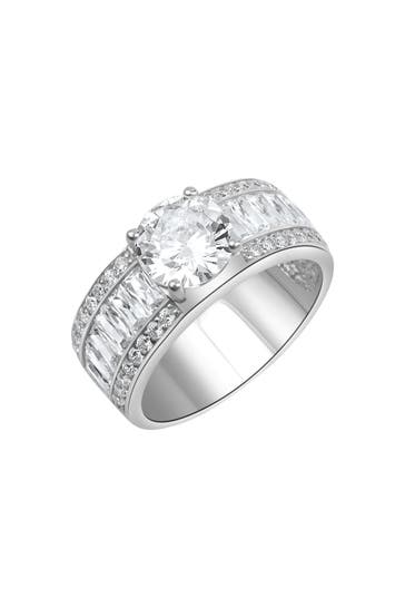 ZEEME Ring 925/- Sterling Silber rhodiniert Zirkonia