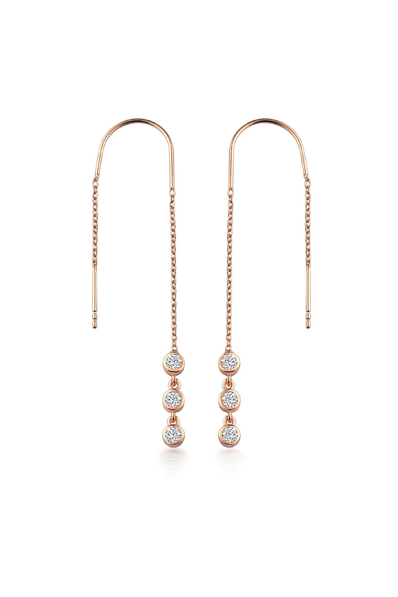 DKENIZ Ohrringe 925/- Sterling Silber rosevergoldet Glänzend 8cm Zirkonia Weiß rot, Bild 1