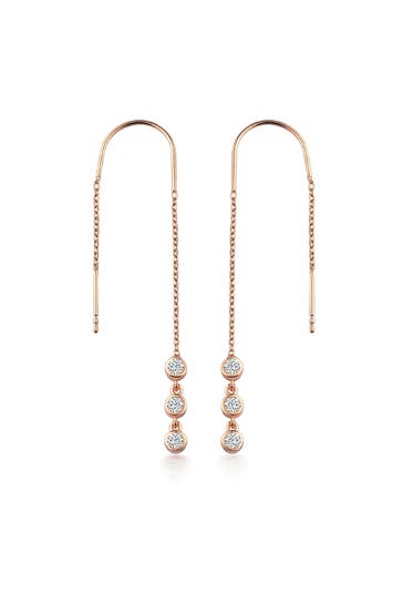 DKENIZ Ohrringe 925/- Sterling Silber rosevergoldet Glänzend 8cm Zirkonia Weiß rot