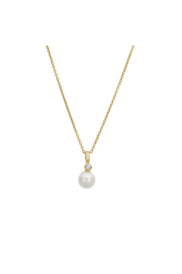 LYOMI Kette 585/- Gelbgold synth. Diam. 0,07ct. Perle gelb