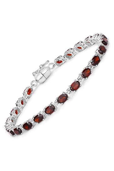 VIRA JEWELS Armband 925-Sterling Silber rhodiniert Granat oval silber