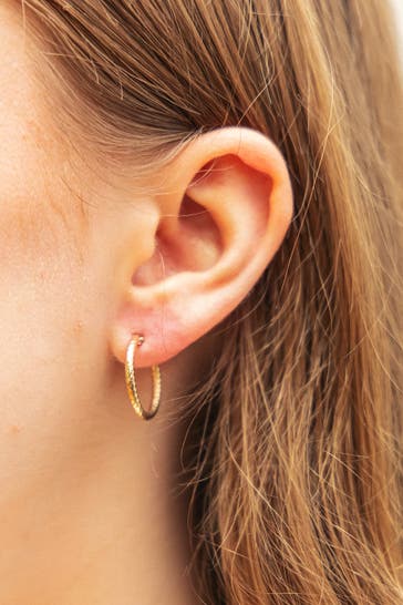 FASCINATION BY ELLEN K. Ohrringe Gold 375 strukutriert 18mm gelb