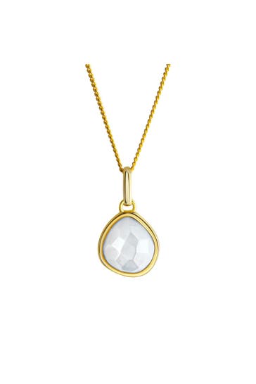 ZEEME Kette Silber 925 vergoldet 45cm lang mit weißem Perlmutt gelb