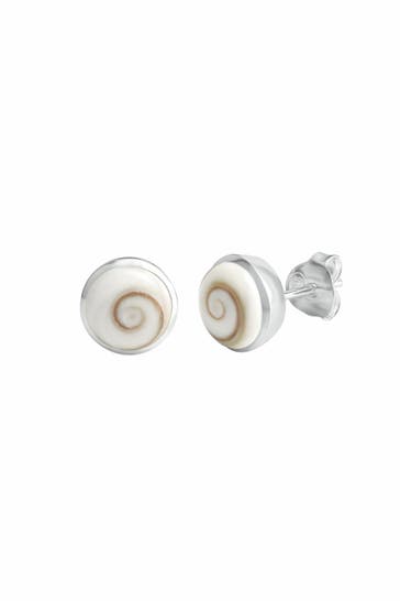 ZEEME Ohrringe Silber 925 mit weißer Muschel 9mm silber