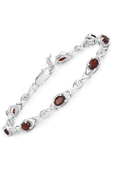 VIRA JEWELS Armband 925-Sterling Silber rhodiniert Glänzend  Granat bordeaux silber