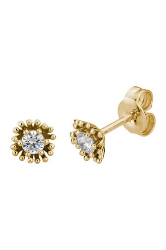 LYOMI Ohrringe 585/- Gelbgold 2 synth. Diam. 0,20ct. floral gelb