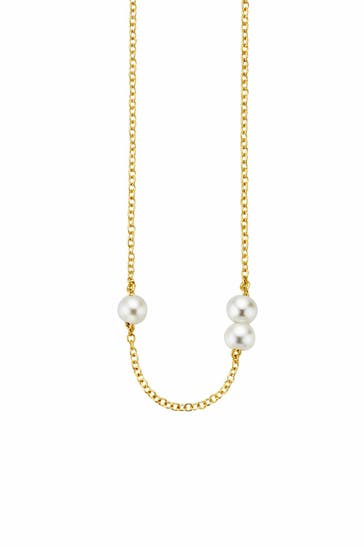 CAI Kette 925/- Sterling Silber vergoldet 3 Süßwasserzuchtperlen gelb