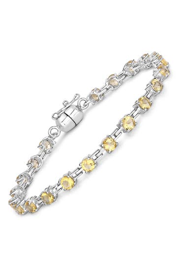 VIRA JEWELS Armband 925-Sterling Silber rhodiniert Citrin rund silber