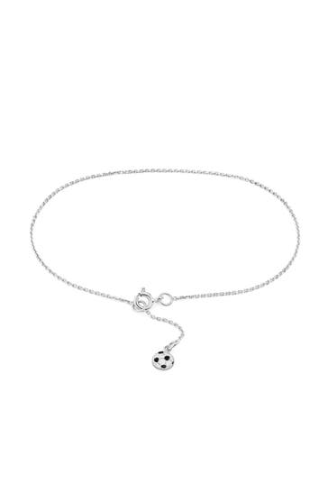 ZEEME Fusskettchen 925/- Sterling Silber rhodiniert Fußball silber