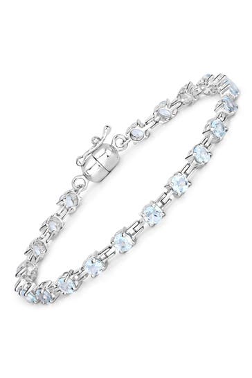 VIRA JEWELS Armband 925-Sterling Silber rhodiniert Blautopas rund silber