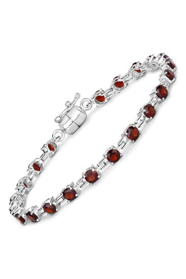 VIRA JEWELS Armband 925-Sterling Silber rhodiniert Granat rund silber