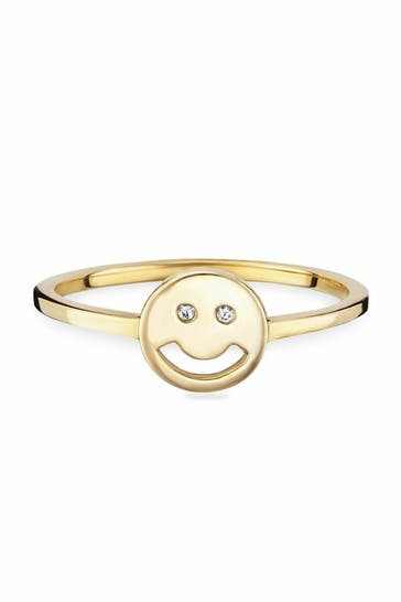 CAI Ring 925 Sterling Silber vergoldet Smile gelb