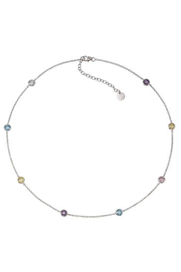 ZEEME Kette 925 Silber rhodiniert mit Zirkonia bunt silber