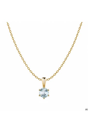 FASCINATION BY ELLEN K. Kette 375 Gold Gelb Sky Blue Topas Rund Anhänger mit Kette 45cm gelb
