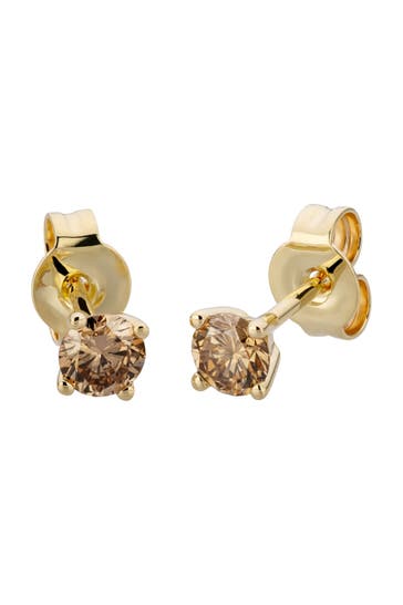 OROLINO Ohrringe 585/- Gelbgold 2 Brill. 0,50 t. braun gelb
