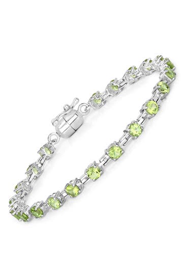 VIRA JEWELS Armband 925-Sterling Silber rhodiniert Peridot rund silber