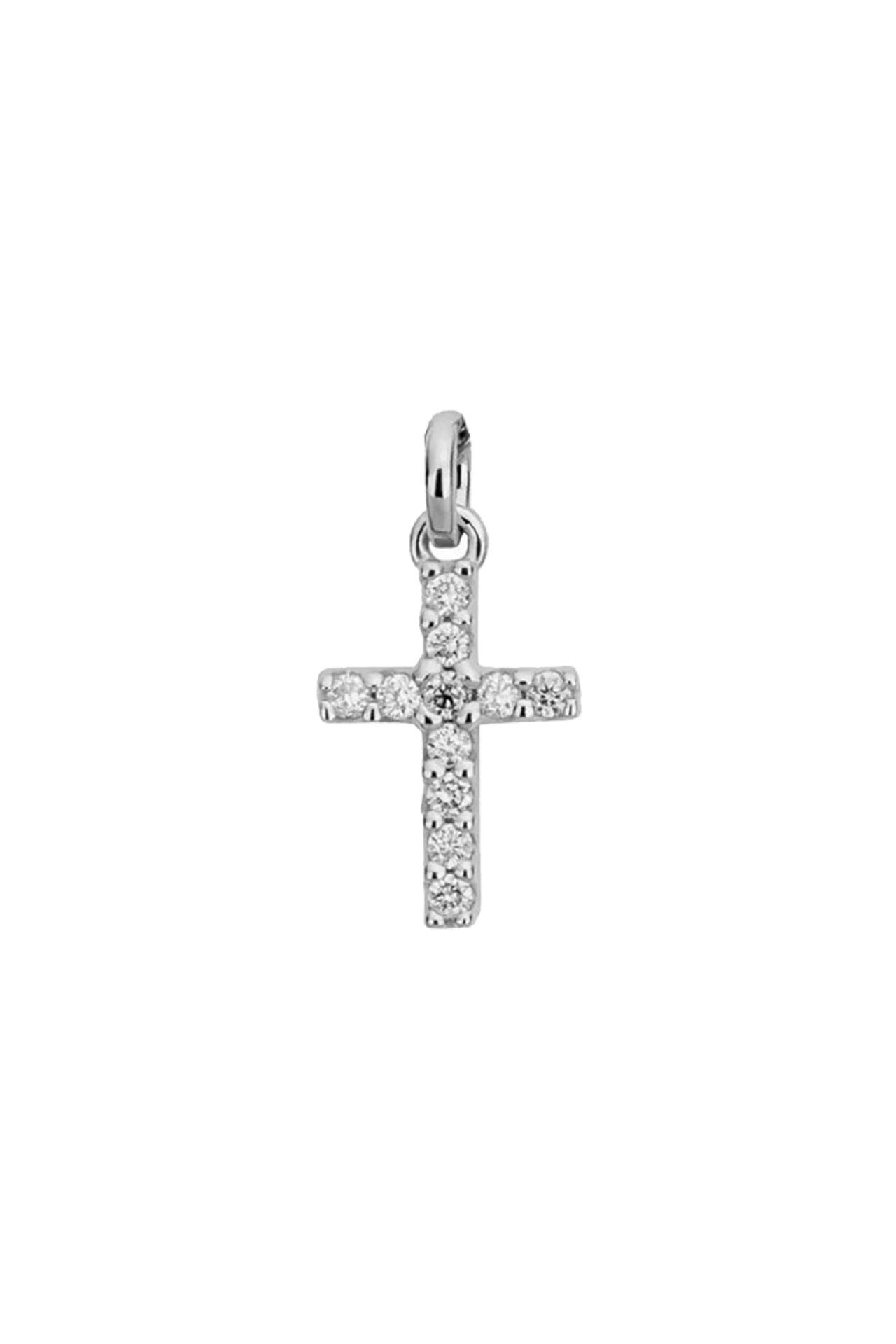 LYOMI Anhänger 585/- Weißgold Kreuz 11 synth. Diam. 0,14ct., Bild 1