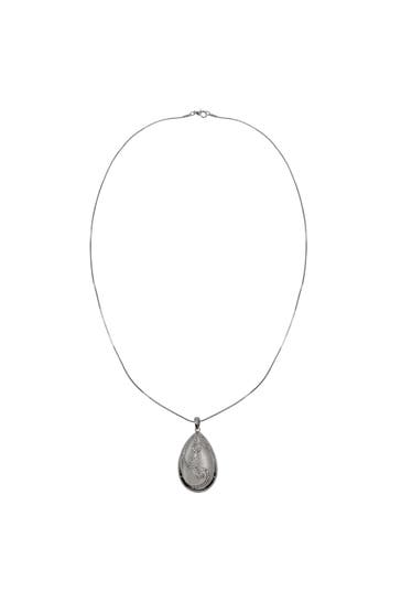 STEUER Kette Metall glanz Glasstein weiß silber