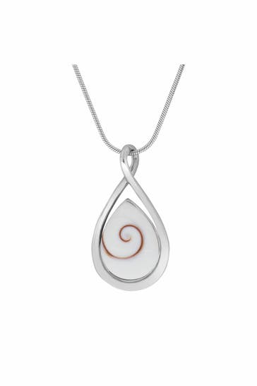 ZEEME Kette Silber 925 rhodiniert 42+5cm lang mit weißer Muschel silber