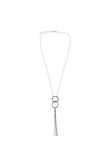 STEUER Kette Metall glanz Ringe Quaste silber