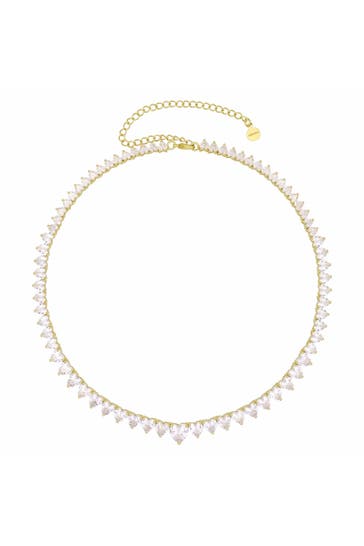 FASHIONBOX Kette vergoldet Zirkonia weiss Mittelteil Zirkoniaherz weiss gelb