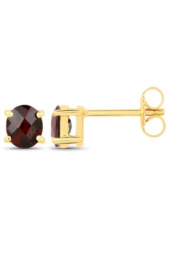 VIRA JEWELS Ohrringe 925-Sterling Silber vergoldet Glänzend Granat oval rot gelb