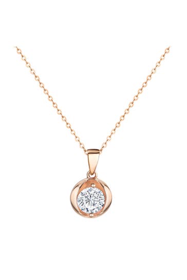 ZEEME Kette Silber 925 rosé-vergoldet 45cm lang mit weißem Zirkonia-Stein rot
