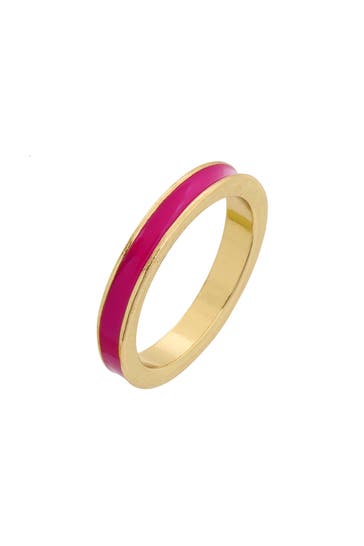 FASHIONBOX Ring rot vergoldet einreihig mit Emaille-Einlage pink
