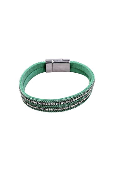 STEUER Armband Velours Armband türkis mit Strass grün