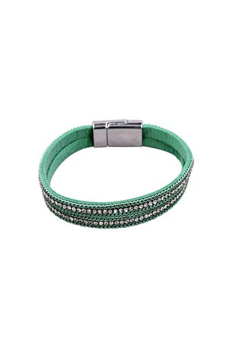 STEUER Armband Velours Armband türkis mit Strass grün