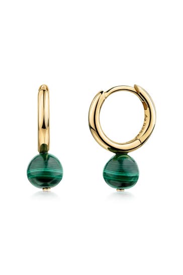 ZEEME Ohrringe 925/- Sterling Silber vergoldet Malachit gelb