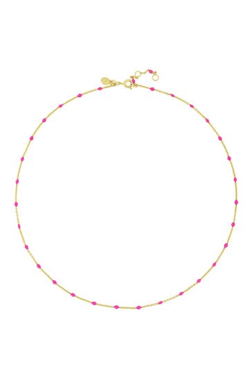 FASHIONBOX Kette Messing  vergoldet mit Perlen pink pink