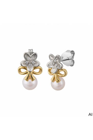 CELESTA Ohrringe 925/- Sterling Silber Tracht zweifarbig Perle gelb