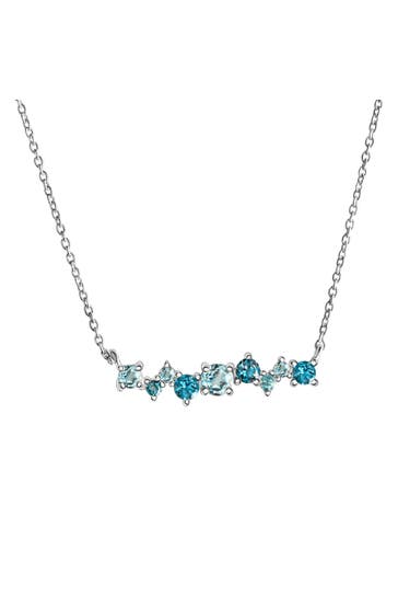 ZEEME Kette Silber 925 rhodiniert mit 9x Blautopas (beh.) silber