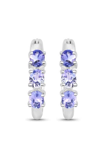 VIRA JEWELS Ohrringe Silber 925 rhodiniert mit 6 natürlichen violetten Tansaniten silber
