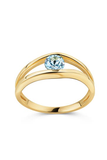 FASCINATION BY ELLEN K. Ring 375 Gold Gelb Sky Blue Topas Offenes Design gelb