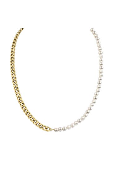 ZEEME Kette Edelstahl/PVD gelb Perlen gelb