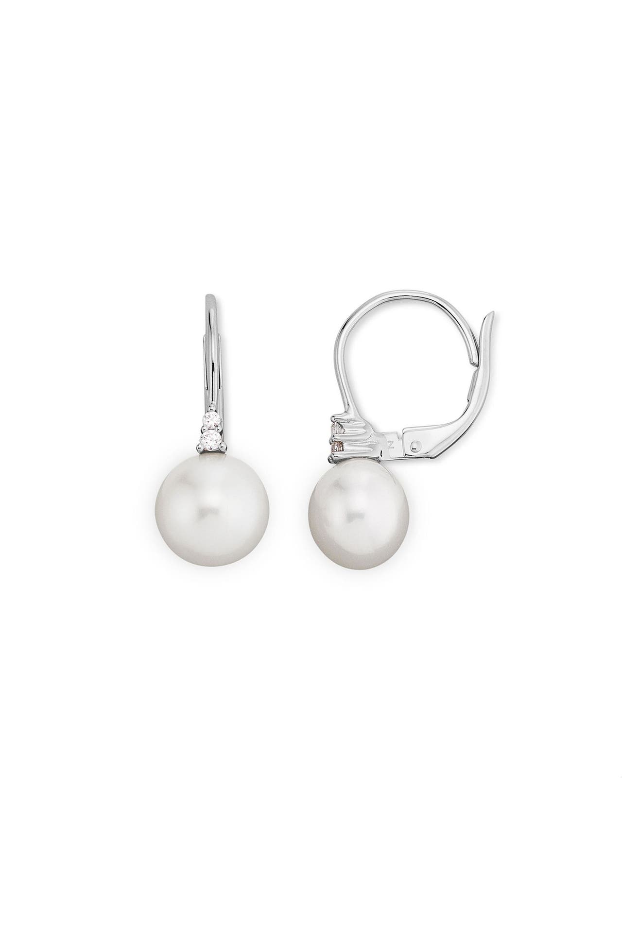 OROLINO Ohrringe Gold 585 mit weißen Perlen und 4 Brillanten zus. 0,05ct. silber, Bild 1