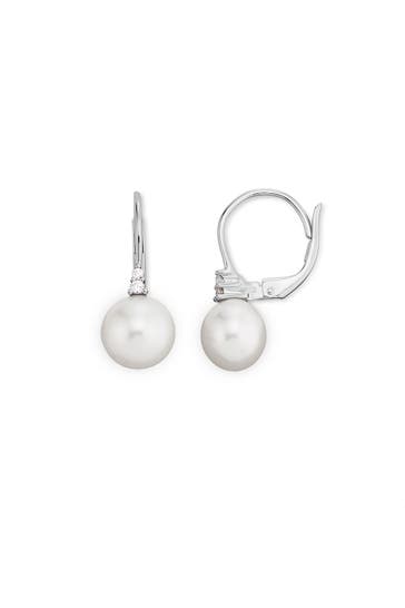 OROLINO Ohrringe Gold 585 mit weißen Perlen und 4 Brillanten zus. 0,05ct. silber