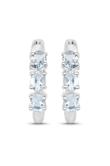 VIRA JEWELS Ohrringe Silber 925 rhodiniert mit 6 hellblauen Aquamarinen silber