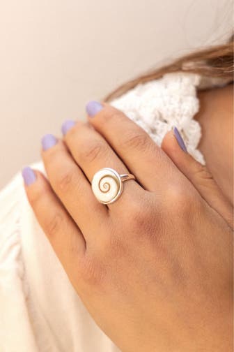 ZEEME Ring 925/- Sterling Silber Muschel weiß silber