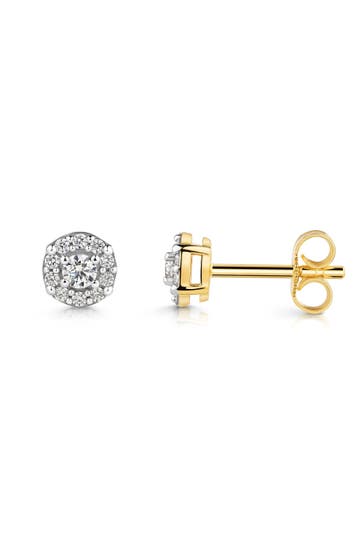 FASCINATION BY ELLEN K. Ohrringe 375 Gold Gelb Zirkonia Halo Zirkonia Ohrstecker gelb