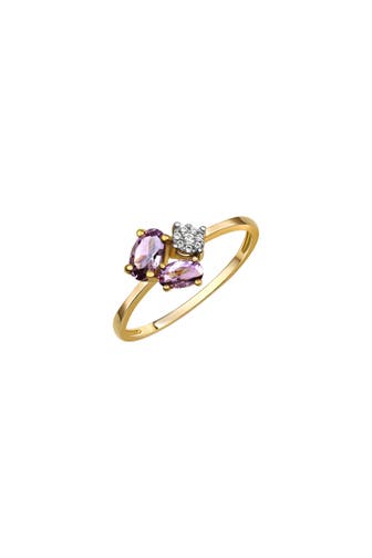 FASCINATION BY ELLEN K. Ring Gold 375 mit echtem Amethyst + Zirkonia gelb
